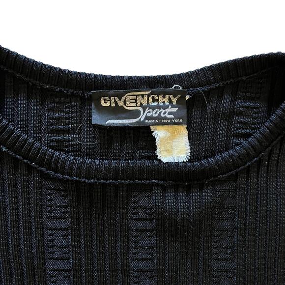 Givenchy Sport 1970s Black Pointelle Logo Ribbed Knit Long-Sleeve Vintage Top - Picture 3 of 9